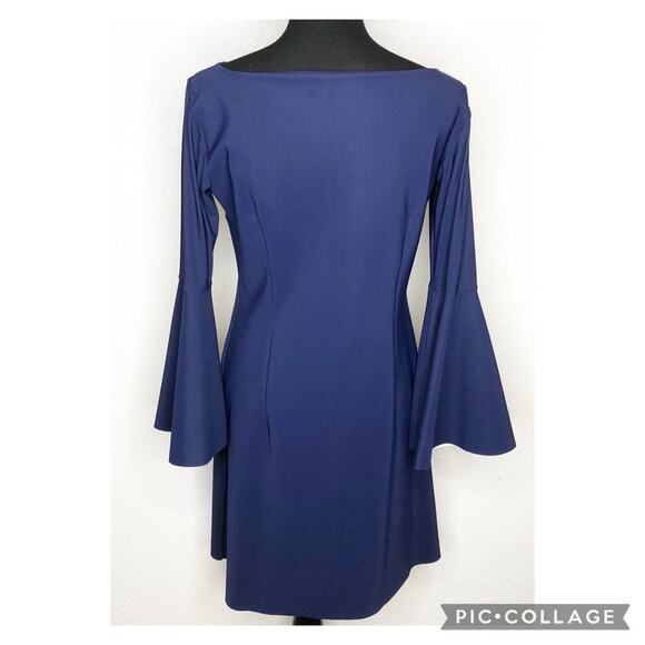 Chiara Boni dark blue oversized bell sleeve boatneck dress size 48 or Large - Picture 15 of 15